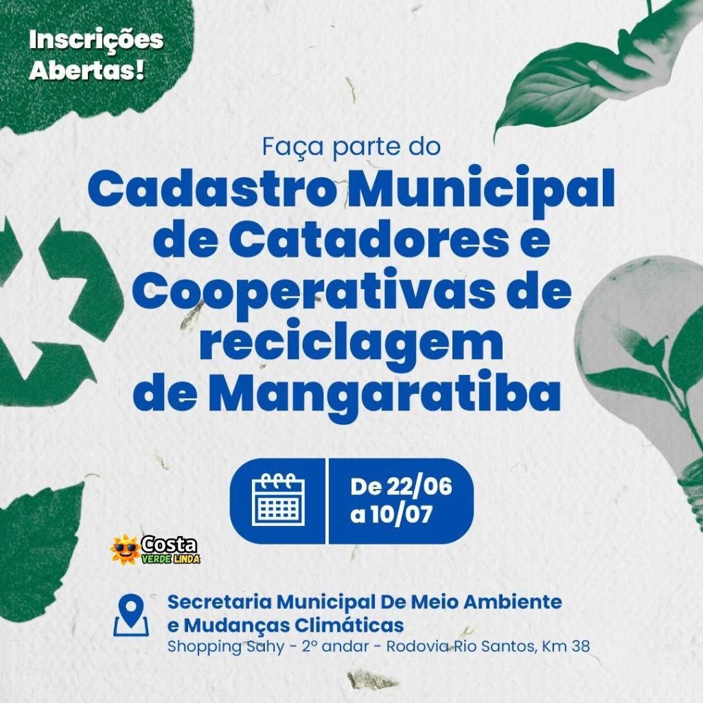 Catadores e Cooperativas de Reciclagem: Inscrições começam em 22 de junho